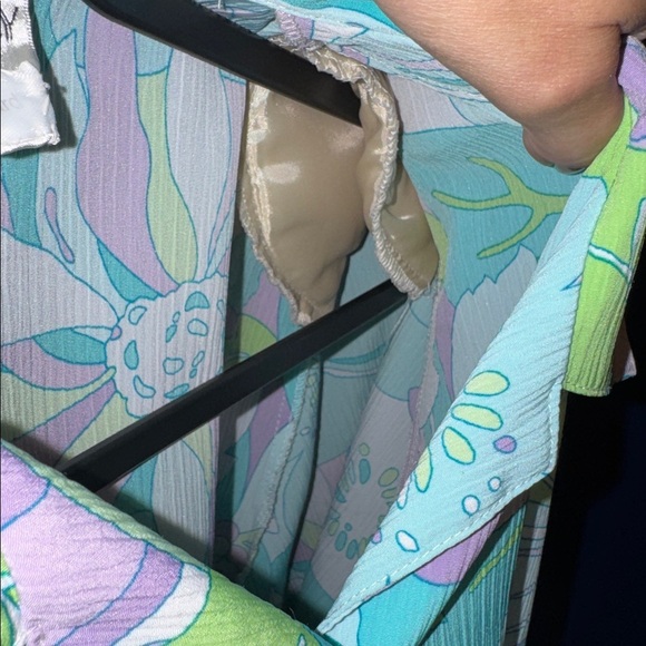 Allison Daley -VINTAGE Blue Lavender Floral Short Sleeve Button Down Size Large - Picture 15 of 15